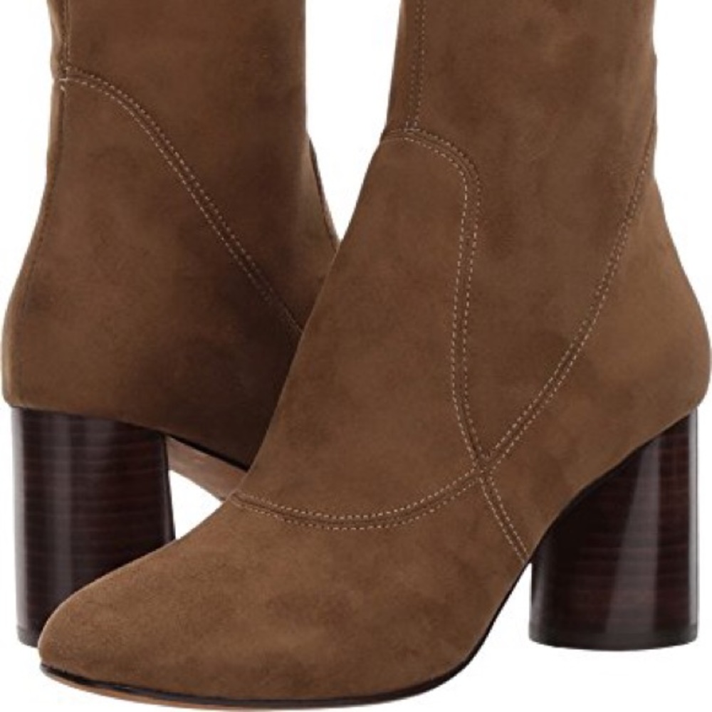 Donald Plinar khaki stretch suede boots in 9 1/2